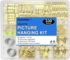 330Pcs Picture Hangers, Picture Hanging Kit, Picture Hanging Hooks Holds 10-75Lb