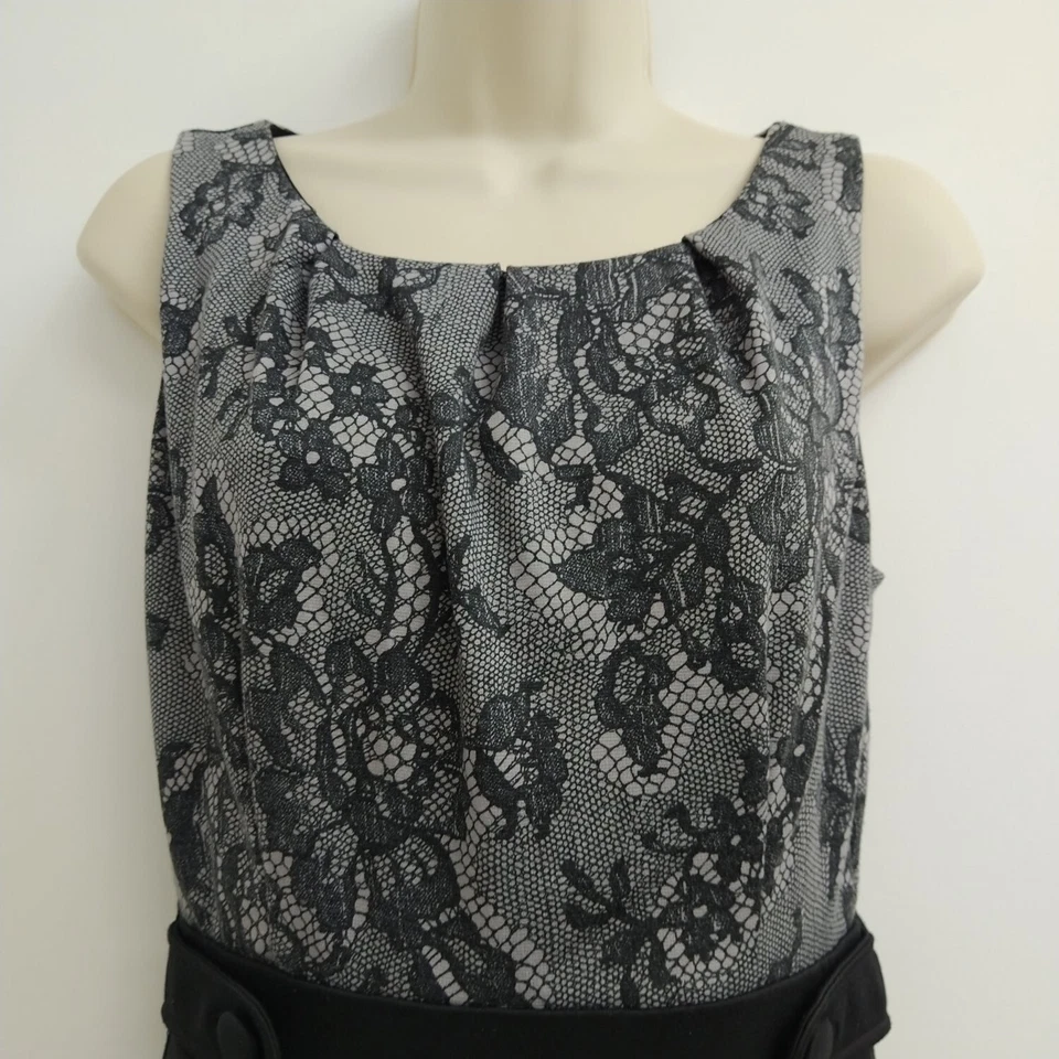 Vestido feminino ELLE tamanho 4 cinza ajuste sem mangas alargamento comprimento do joelho ocasiões festa - Imagem 4 de 4