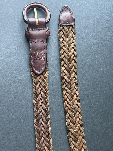 Herren Gürtel Größe 38 Top genarbtes Leder geflochten geflochten braun elegant Büro Karriere - Bild 3 von 5