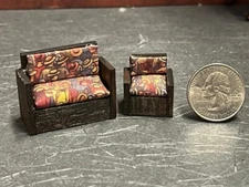 Dollhouse Miniature Sofa Chair Brown H 1:48 Quarter Scale B529 Dollys Gallery