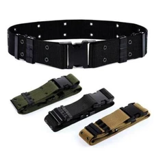 Military Nylon Belt 2" Wide Metal Webbing Tactical Web Belt Utility Gun Belt