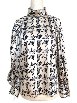 Zara printed satin high neck dress blouse,  NWT, Size XS