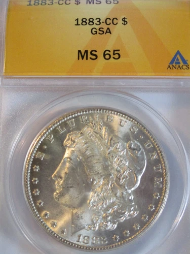 1883-CC MORGAN SILVER DOLLAR ANACS MS65  GSA