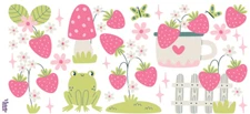 Violette Stickers Strawberry Frog Flowers  Crafts Planner Supply Spring