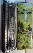 VINTAGE M. HOHNER THE ECHO HARP HARMONICA 56/96 M 2 KEY C/G 2 SIDED Signed Boxed