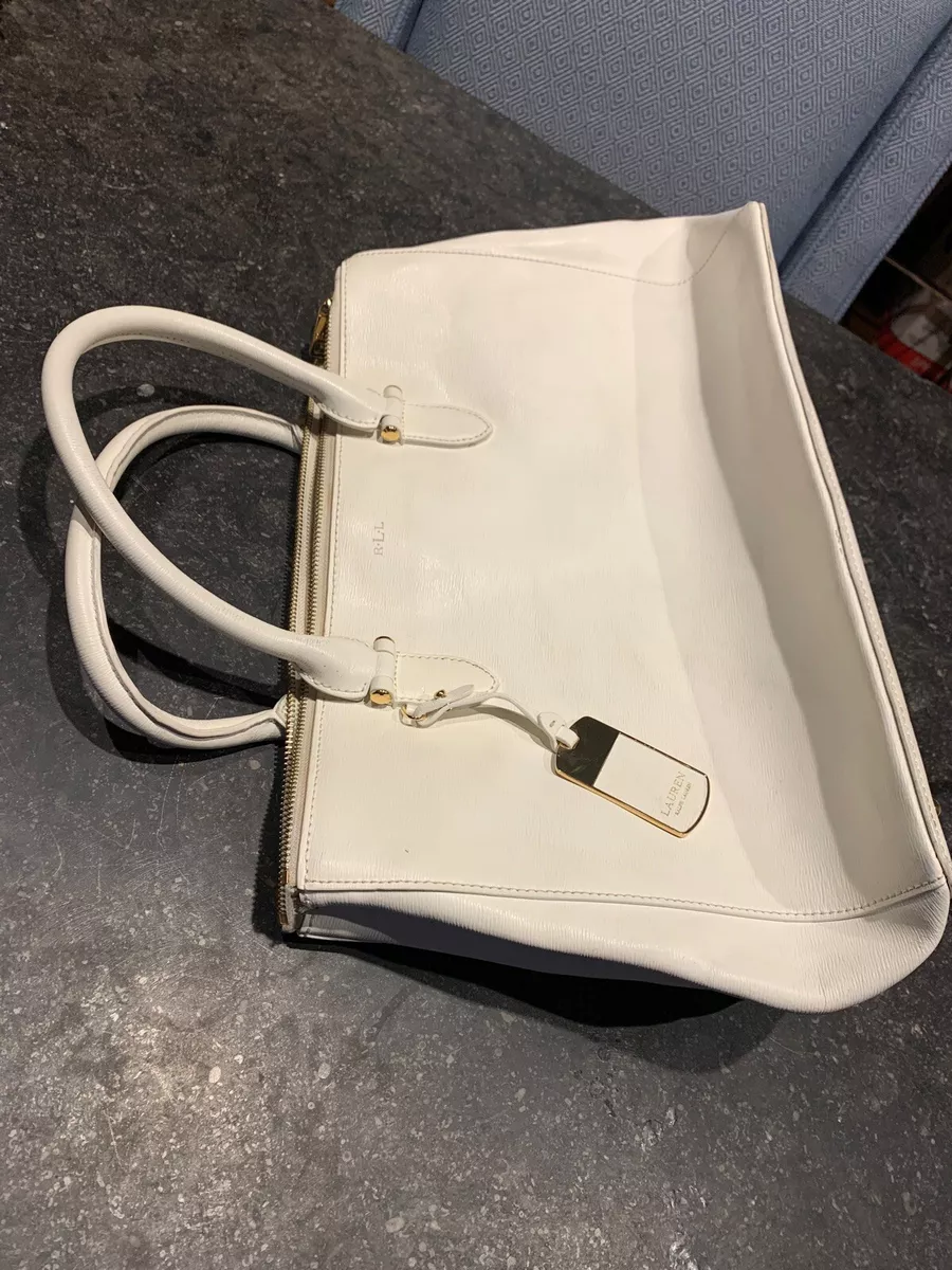 Lauren Ralph Lauren White Leather Crossbody Purse Shoulder Bag