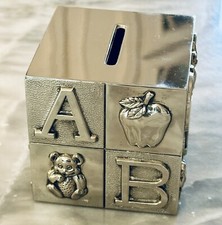 Godinger Silver Plated Metal Alphabet Animal Child  s Coin Piggy Bank ABC