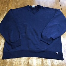 Vintage Russell Athletic Sweatshirt USA Made 90s Navy Blue L DISTRESSED AS IS