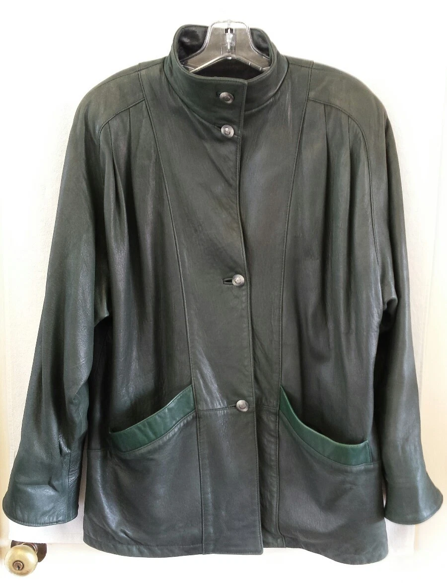 Leather Jacket THE OLD HIDE HOUSE Size 6 Womans Genuine Leather Forest  Green | eBay