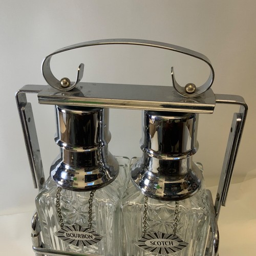 Vintage Chrome Liquor Caddy Locker Carrier Decanter w/ Pumps Scotch Bourbon Rye - Picture 3 of 24
