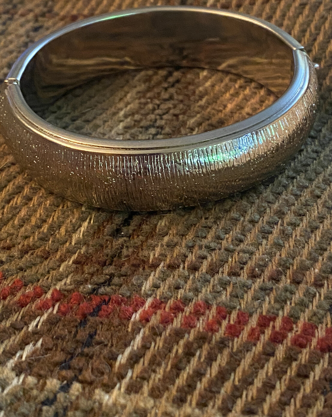 Bangle Bracelet Silvertone Cuff Opens Etched - image 1