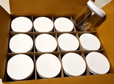 Tarro de vidrio de 6 oz con tapa, redondo uso de laboratorio o artesanía 2,6 x 3,13" transparente