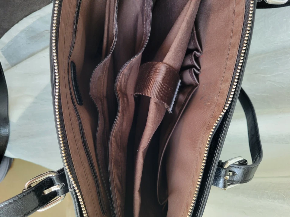 BOSTANTEN Women Leather Laptop Tote Office Shoulder Handbag Vintage C-black  - Image 4 of 4