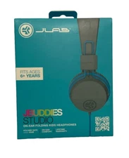 JLab JBuddies Studio On-Ear Folding  Kids WIRED Blue Headphones - New