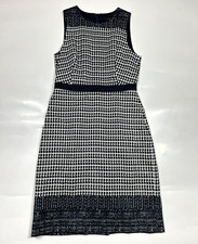 J Crew Tweed Dress Sleeveless Lined Tank Navy White Check Size 4