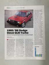 Hmn 255 Article American Collectibles 1985 1986 Dodge Omni Glh Turbo May 2014 1p Hmn 255 Article American Collectibles 1985 1986 Dodge Omni Glh Turbo May 2014 1p
