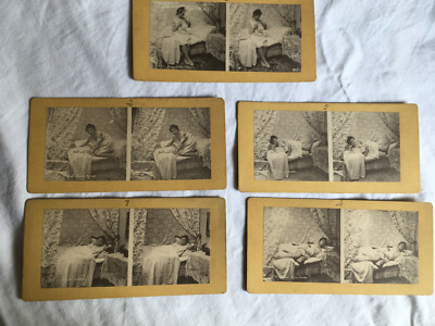 SERIE VON 5 AUTHENTISCHEN STEREOKARTEN ENDE 1880er Jahre