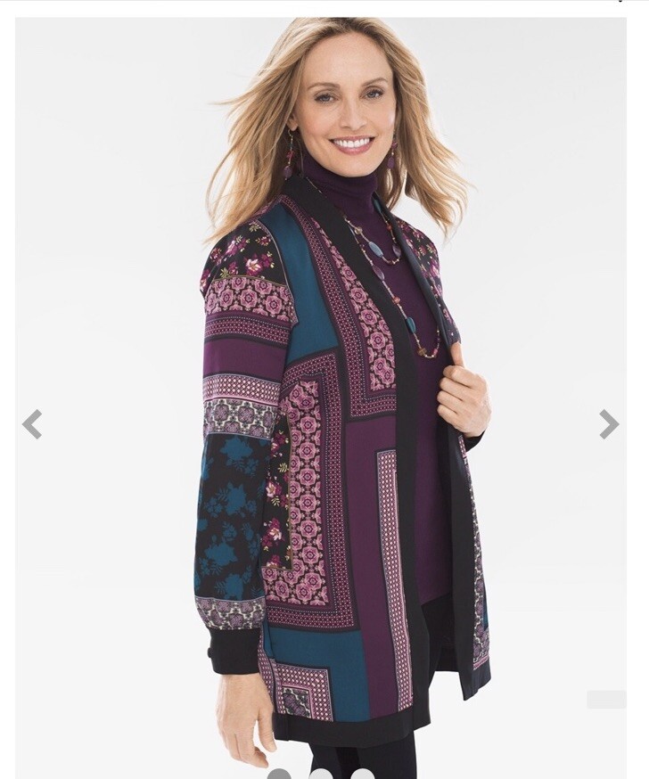 Chico’s Patchwork Open Front Jacket Cardigan  Siz… - image 1