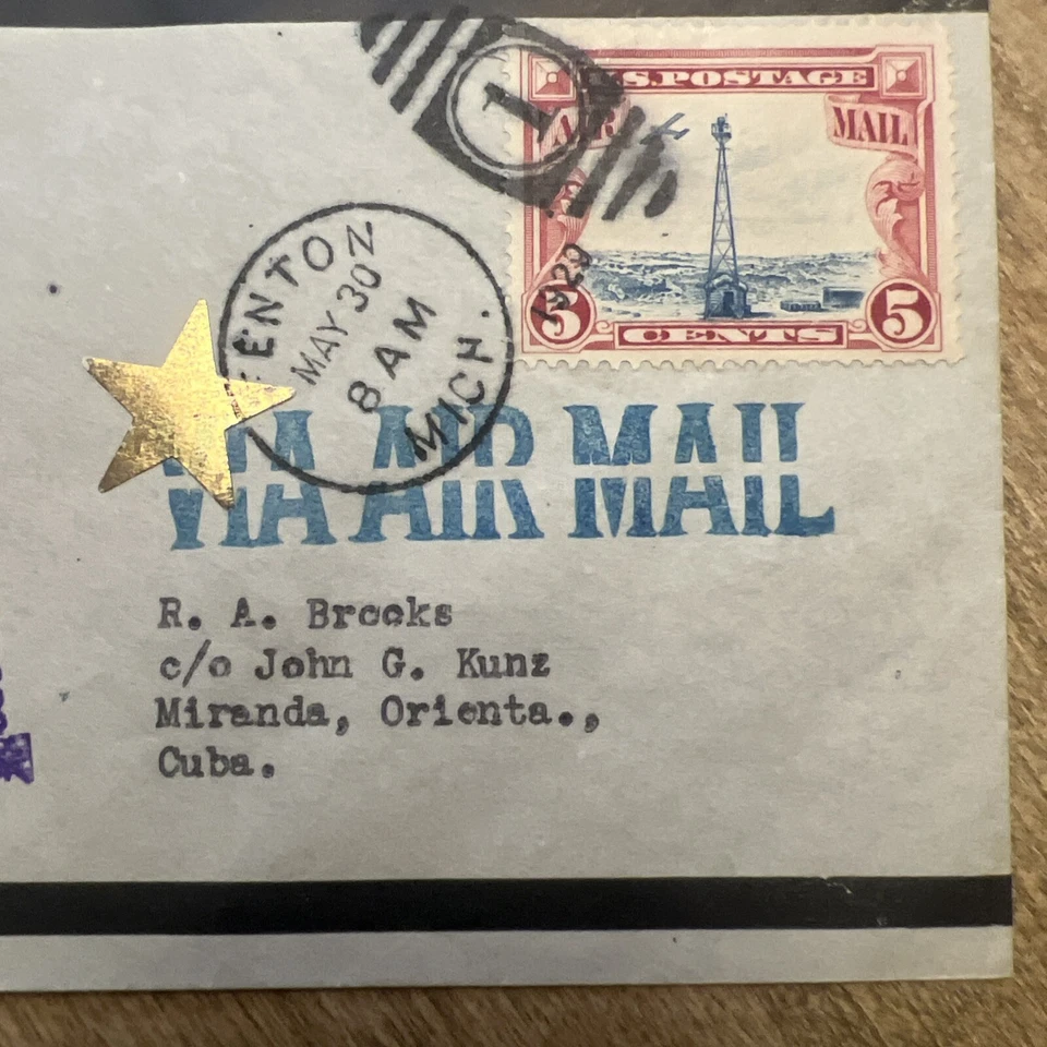 1929 cover airmail Fenton Michigan Aviation memorial Michigan To Cuba - Image 3 of 4