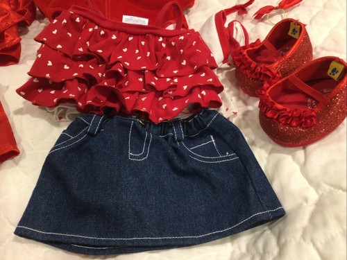 Lot vêtements Build A Bear pour fille nœuds rouges chaussures robe rose bouquet veste - Photo 8/10