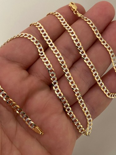 Tone Gold Curb Cuban Link Chain 