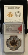 2022 1oz Canada Super Incuse Rose Gilt Maple Leaf  Reverse PF70 First Day Issue!