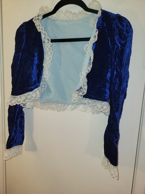 Vintage 1970s, Bolero/Cropped Jacket, Women's, Small, Handmade, Blue Velvet