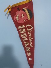 Vintage Cleveland Indians Baseball Felt Pennant Flag Banner Memorabilia