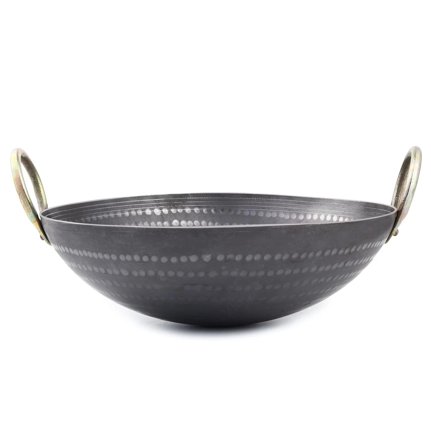 Indian Handmade Traditional Cooking Frying Pan Kadhai Wok Hammered Design 2 Ltr