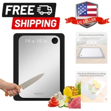 Titanium Cutting Board for Kitchen 14” x 10” – 100% Pure Cut Titanium Board, ...