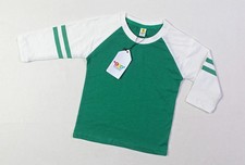 Boys Kids Long Sleeve T-Shirt Green White Casual Unisex Cotton Tee Top New
