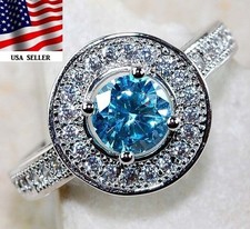 2CT Aquamarine  White Topaz 925 Sterling Silver Ring Sz 6 UB2-1