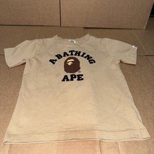 A Bathing Ape Logo T-Shirt Beige Kids Size 120 Short Sleeve Preowned