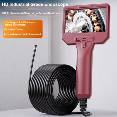 4.3-in HD IPS screen Borescope 7.9mm dual lens Industrial endoscope 11.5ft wires