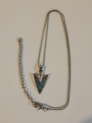 Crushed Blue Stone Filled Arrow Fashion Necklace