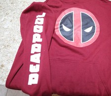 Marvel NWT Deadpool Full Zip Hoodie Men's XL Heather Red Drawstring