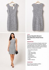 Banana Republic Women'sGray Sleeveless Sheath DressSize 6