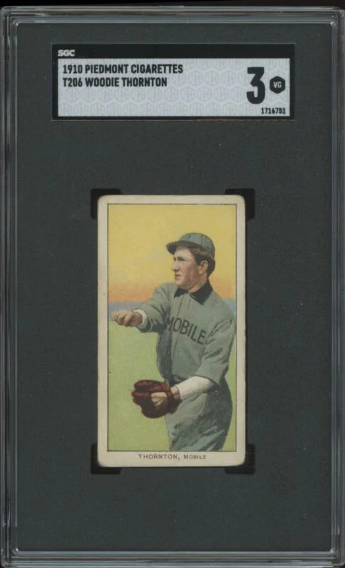 1909 T206 WOODIE THORNTON NNO VG SL PIEDMONT 350 SGC 3 BASEBALL MOBILE SEA GULLS