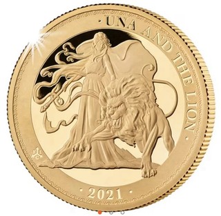 2021 Sant'Elena Una e il Leone 5 £ 1 oz .9999 moneta prova d'oro solo 200 conio!