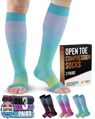 Doctor's Select 3 Pairs Copper Toeless Compression Socks for Men - 20-30 mmHg