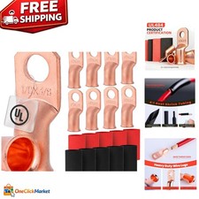 Reliable 1/0 AWG-3/8 Copper Battery Terminal Connectors with Heat Shrink Tubes