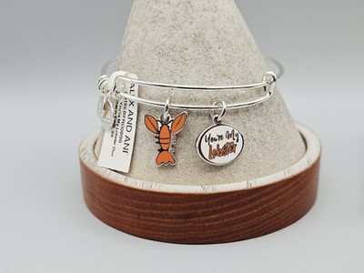 Alex & Ani FRIENDS YOUR'E MY LOBSTER DUO Silver Bangle New W/Tag Card & Box  