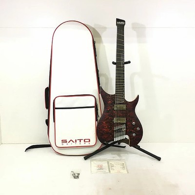 Used SAITO GUITARS 7 String electric guitar S-HL7 Headless Red