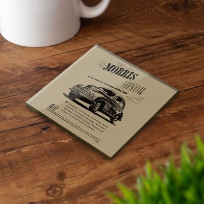 Morris Minor Glasuntersetzer Set klassische Werbung britisches Auto Geschenk LIZENZPRODUKT