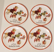 4 VTG Pier 1 Imports We&rsquo;ll Do Tricks For Treats Halloween Dogs 9&rdquo; Melamine Plate