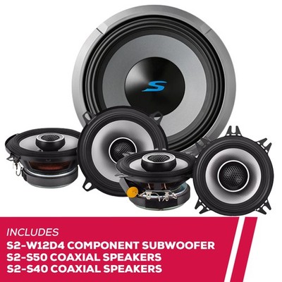 Alpine S2-W12D4 12'' Component Subwoofer with S2-S50 and S2-S40 Coaxial Speakers