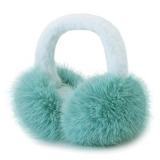 Women Winter Ear Muffs Fluffy Faux Fur Earmuffs Foldable Ear Warmer C-blue