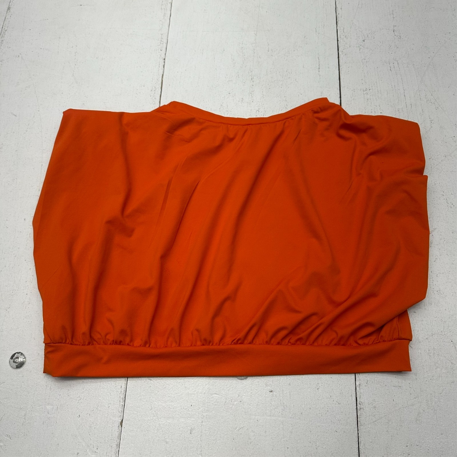 Shein Solid Orange Cuff Sleeve Cropped Casual Tan… - image 6