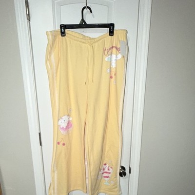 Hello Kitty Cinnamoroll Women s Yellow Fleece  Pants XL 16/18 Drawstring Waist