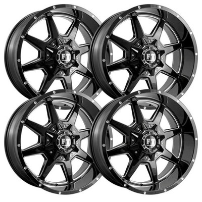 (Set-4) Full Throttle FT2 18x9 6x135/6x139.7 Black Milled 0mm Wheels Rims 18